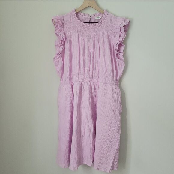 J. Crew Guaze Lilac Pink Flutter Sleeve Dress Size 2XL - Picture 8 of 9